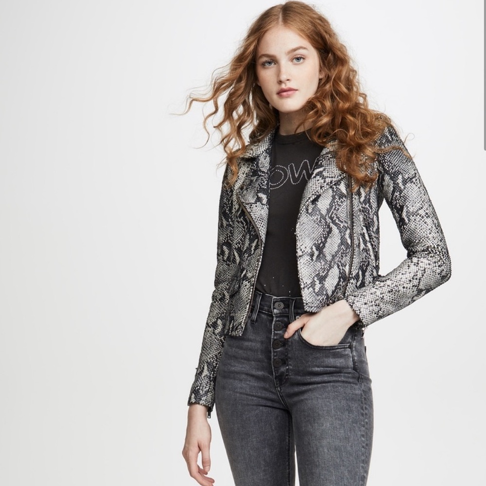 Iro Snake Python Print Ashville Lamb Leather Jack… - image 2